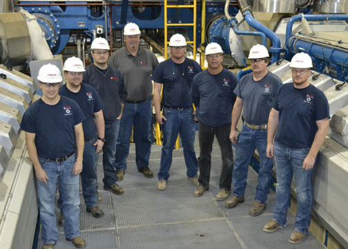 The NAES team that operates the Goodman Energy Center in Hays. (L to R) Doug Ford, Plant Administrator; Colt Surratt, O&M Technician; Luke Fox, O&M Technician; Mike Prindle, Plant Manager; Peter Schield, O&M Technician; Darryl Wellbrock.