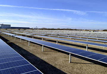 The MWE Community Solar Array in Colby, Kan.; the panels are seen in the flat, or