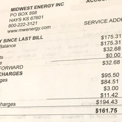 A picture of a Midwest Energy monthly bill.