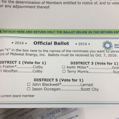A photo of a hand holding the 2016 Board of Directors ballot.  