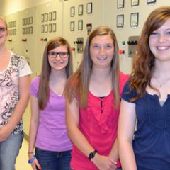 Touring the Goodman Energy Center are (L to R) Youth Tour delegates BreAnn Anshutz of Macksville High School; Kinsey Ackerman of Hays H.S.; Quinlee Niblock of Colby’s Heartland Christian School, and Andrea Buss of Stockton H.S.  Not pictured, but attending the trip, is Kirsten Zerr of Wheatland H.S.  