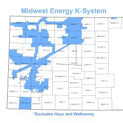 A map of showing the boundaries of the Midwest Energy K-system for natural gas.