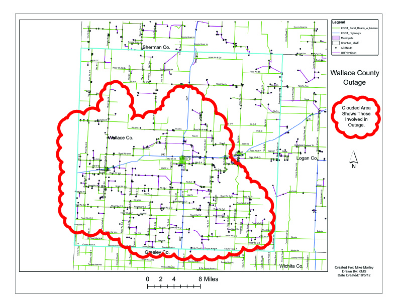 Areas circled in red are impacted by this planned outage.